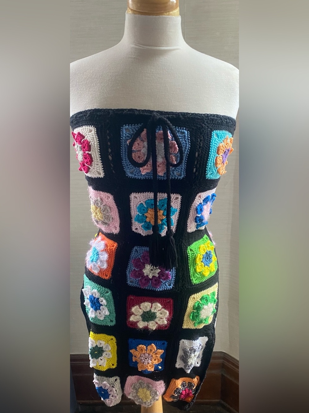 Maridruna  Crochet Granny Square  Dress Coverup . S/M